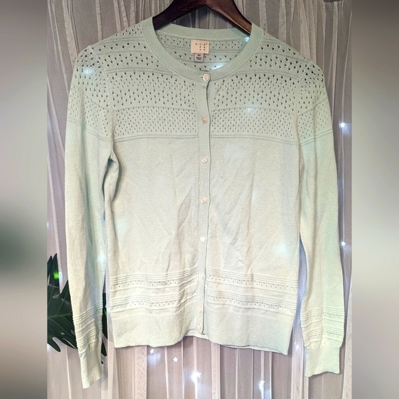 A New Day Mint Green Lightweight Pointelle Cardigan Size XSmall - Picture 1 of 3